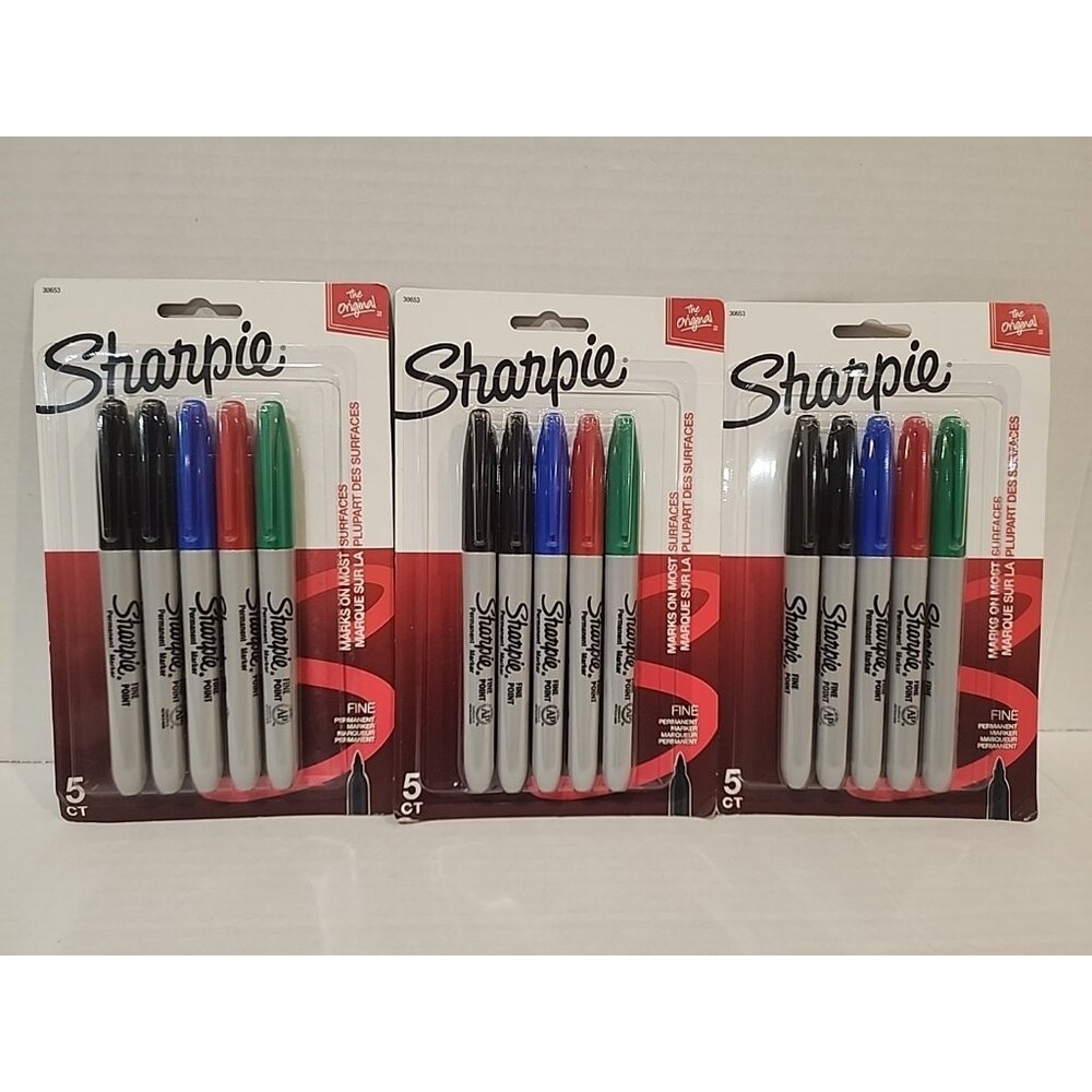 15 pack SHARPIE Permanent Markers Fine Point Black Red Green Blue color set lot